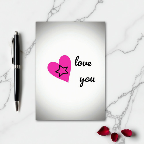 Minimal Love You Star Heart Card