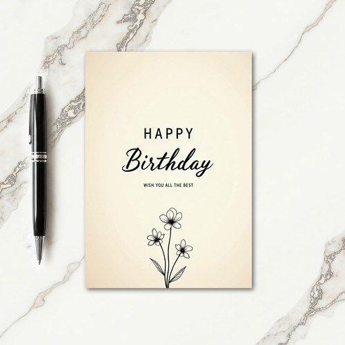 Minimal Rose Birthday Card