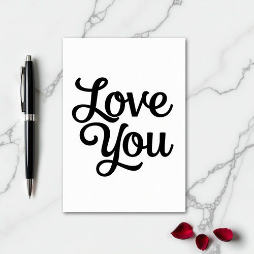 Minimal Script Love You Card