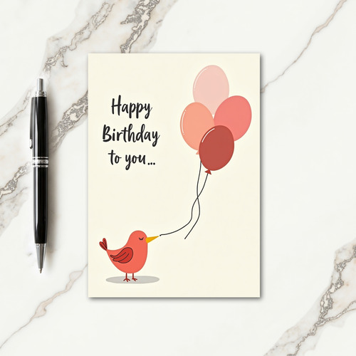 Minimalist Balloon Birthday Card