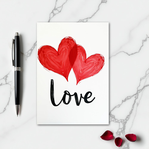Minimalist Brush Stroke Love Hearts Card