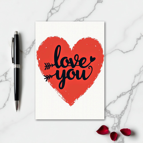 Minimalist Brushstroke Love You Card