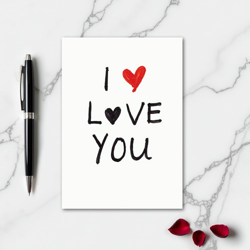 Minimalist Crayon I Love You Card