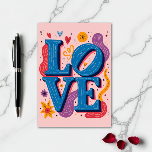 Minimalist Dashed Line Love Card