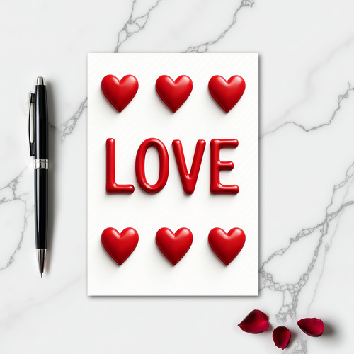 Minimalist Embossed Love Hearts Card