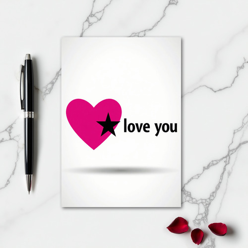 Minimalist Flat Heart Star Love You Card