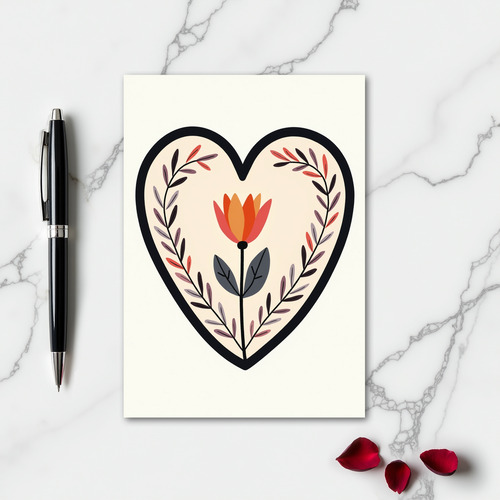 Minimalist Floral Heart Card