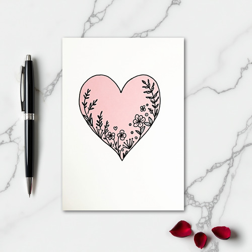 Minimalist Floral Heart Matte Card