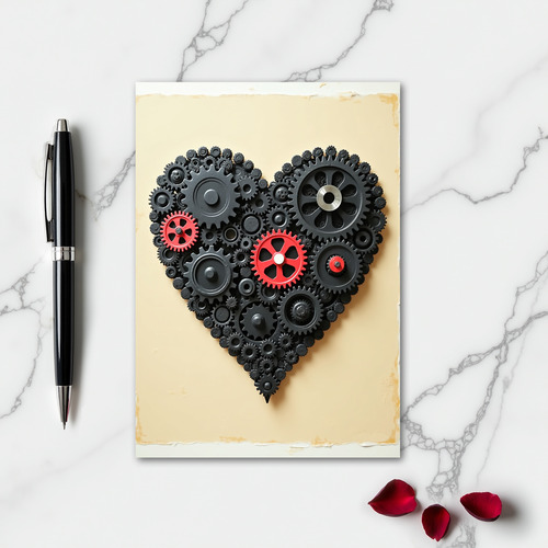 Minimalist Gears Heart Card