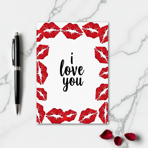 Minimalist Glossy Kiss Love Card