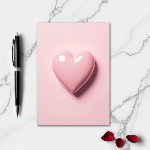 Minimalist Glossy Pink Heart Card