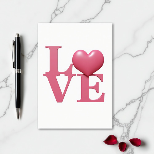 Minimalist Glossy Pink Love Card