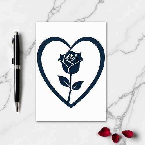 Minimalist Gold Foil Heart Rose Card