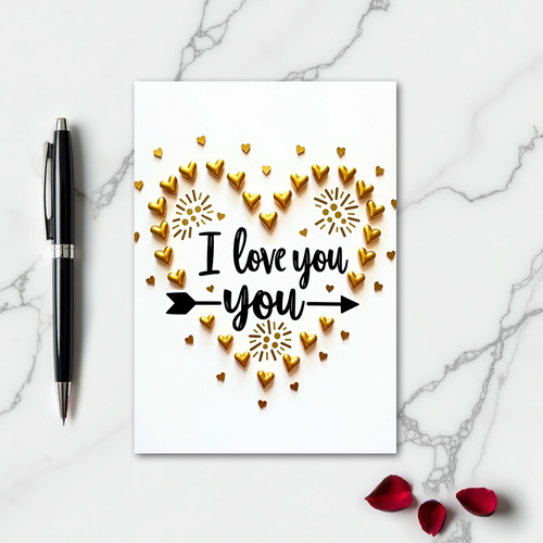 Minimalist Gold I Love You Card