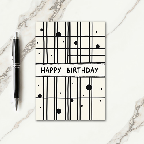 Minimalist Grid Birthday Wish Card