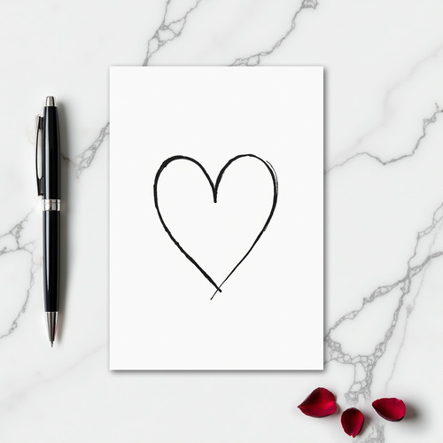 Minimalist Hand Drawn Heart Love Card