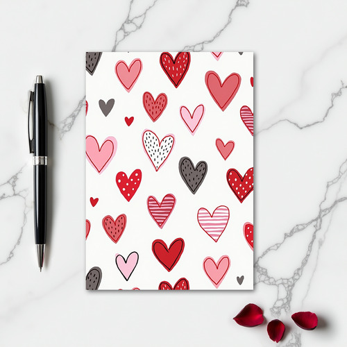 Minimalist Hand Drawn Hearts Card