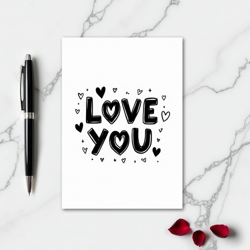 Minimalist Hand Drawn Love You Card