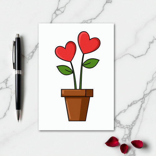 Minimalist Heart Plants Card