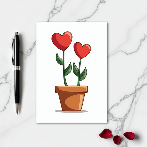 Minimalist Hearts In Pot Card