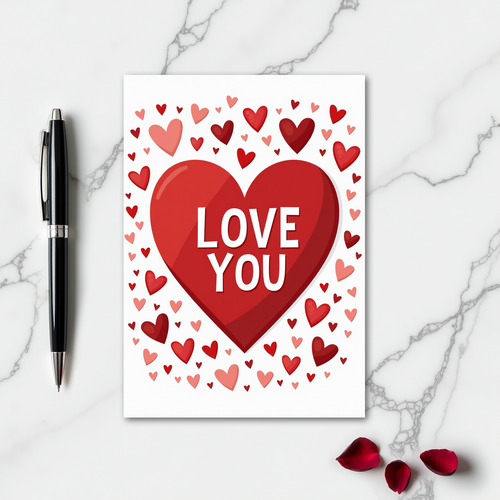 Minimalist Hearts Love You Elegant Card