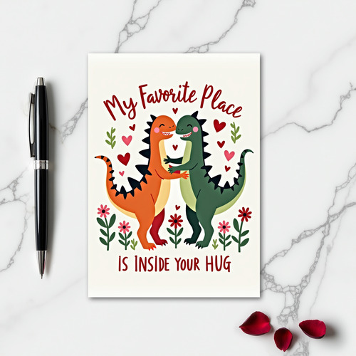 Minimalist Hugging Dinos Card