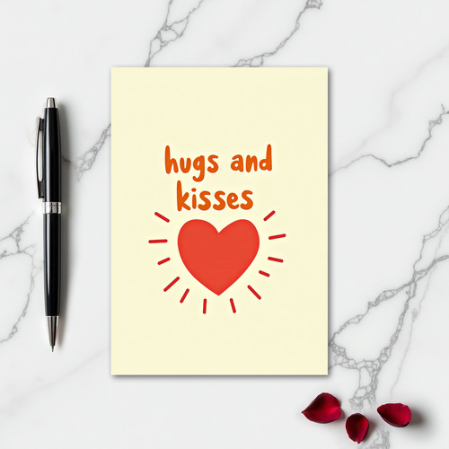 Minimalist Hugs Kisses Heart Card