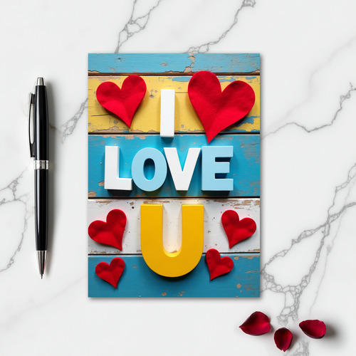 Minimalist I Love U Hearts Card