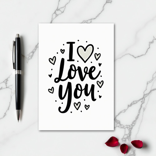 Minimalist I Love You Grey Hearts Card