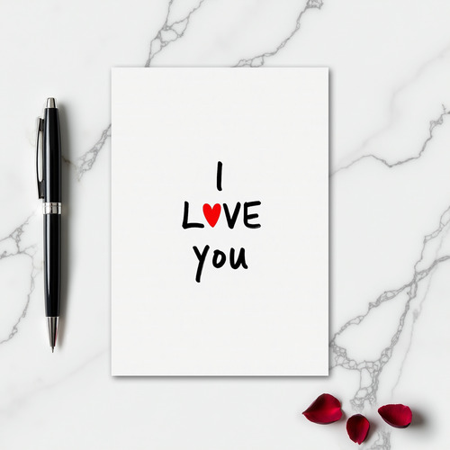 Minimalist I Love You Heart Matte Card