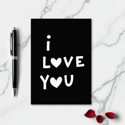 Minimalist I Love You Hearts Chalk Card