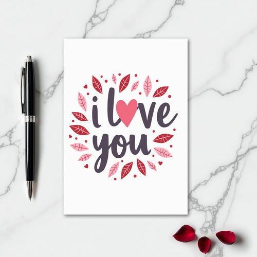 Minimalist I Love You Leaves Card