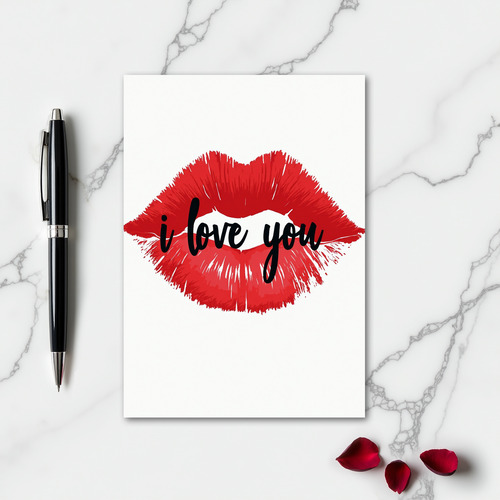 Minimalist I Love You Lips Card