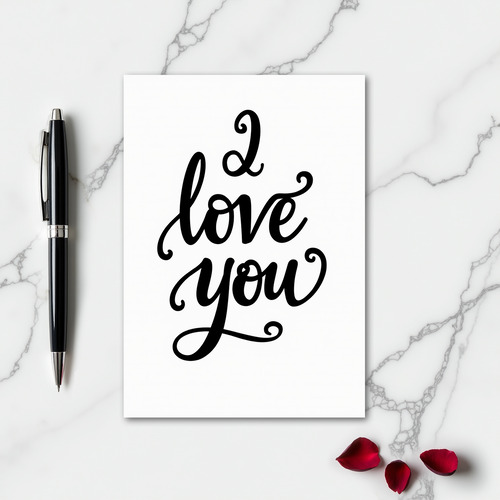 Minimalist I Love You Script Card