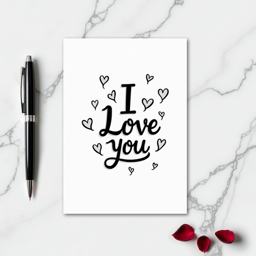 Minimalist I Love You Shaded Hearts Card