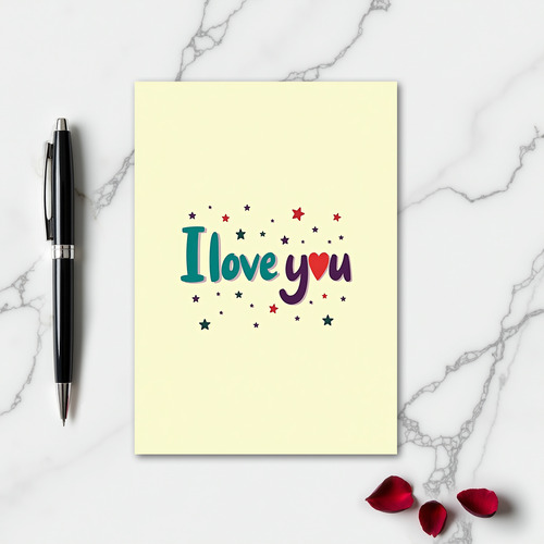 Minimalist I Love You Smooth Stars Card