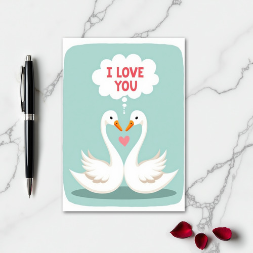 Minimalist I Love You Swans Card