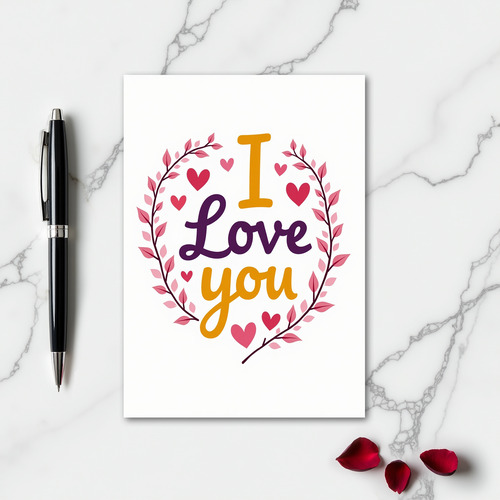 Minimalist I Love You Wreath Card