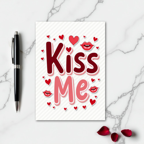 Minimalist Kiss Me Hearts Card