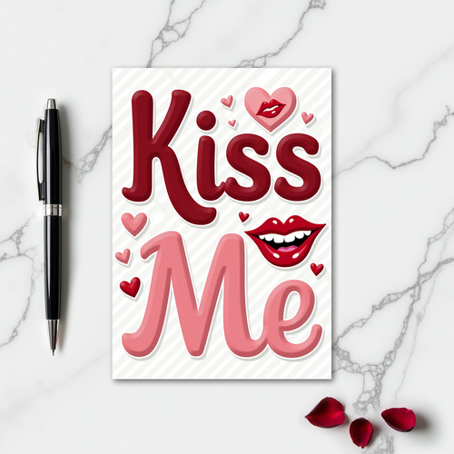 Minimalist Kiss Me Valentine Card