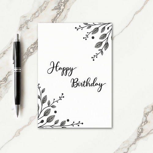 Minimalist Leaf Birthday Card