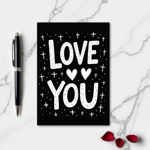 Minimalist Lined Love You Card