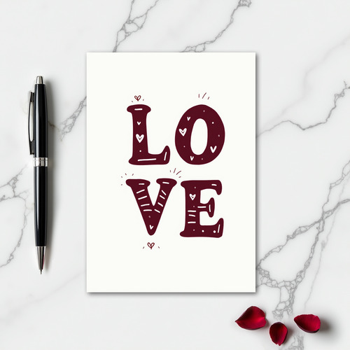 Minimalist Love Doodled Hearts Card