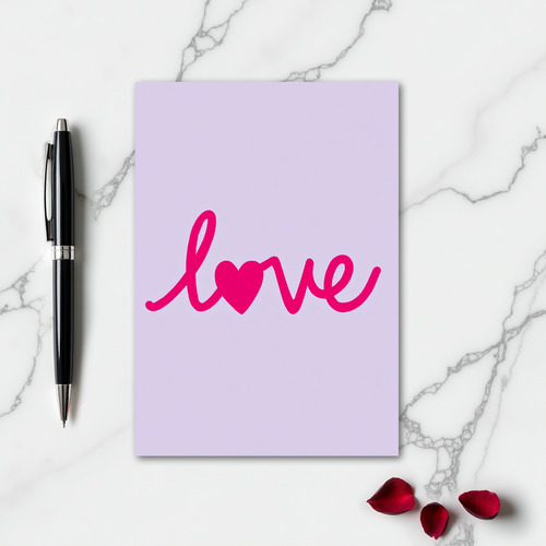 Minimalist Love Heart Script Flat Card