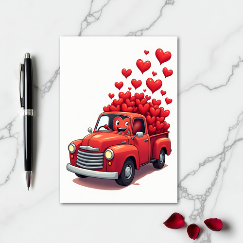 Minimalist Love Truck Hearts Card