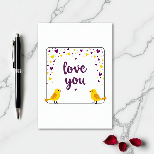 Minimalist Love You Birds Card