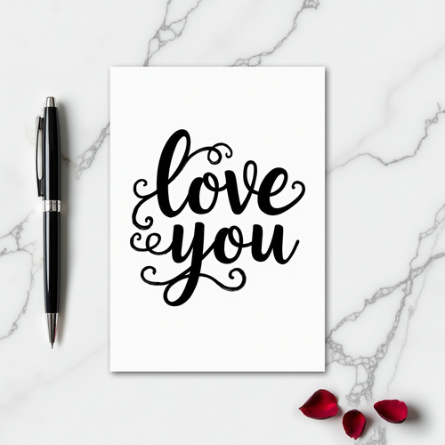 Minimalist Love You Brush Card