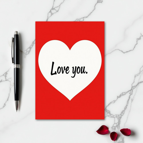 Minimalist Love You Heart Matte Card