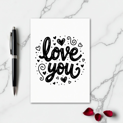 Minimalist Love You Hearts Dots Card
