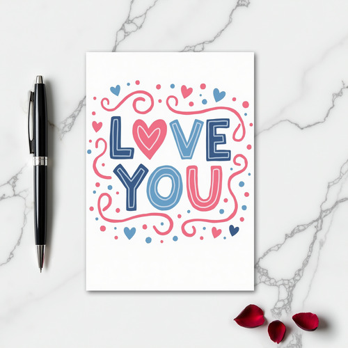 Minimalist Love You Hearts Matte Card